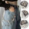 Gothic Punk Street Belt Multi-layer Metal Alloy Multi-layer Trousers Multi-layer Chain Keychain Detail Hip Hop Crochet Pants