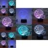 Rugby Cap Pattern 3d Led Night Light With Touch Control For Home Decor Gift