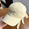 Korean version embroidered letter stripe sweet bow tie-back baseball cap girls versatile sunshade duckbill hat