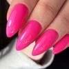 24pcs Glossy Medium Almond Shape Fake Nails, Solid Color Press On Nails, Summer Rose Red Full Cover False Nails For Women Girls