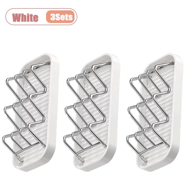 1-10Sets Multi Purpose Soap Holder with Drainage Bathroom Countertop Soap Dish Kitchen Sponge Scourer Storage Rack Tray