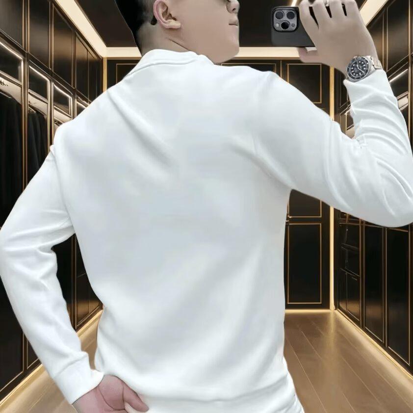 Men's European Light Luxury Printed Hoodie: Autumn/Winter Slim Fit Plus Velvet Top