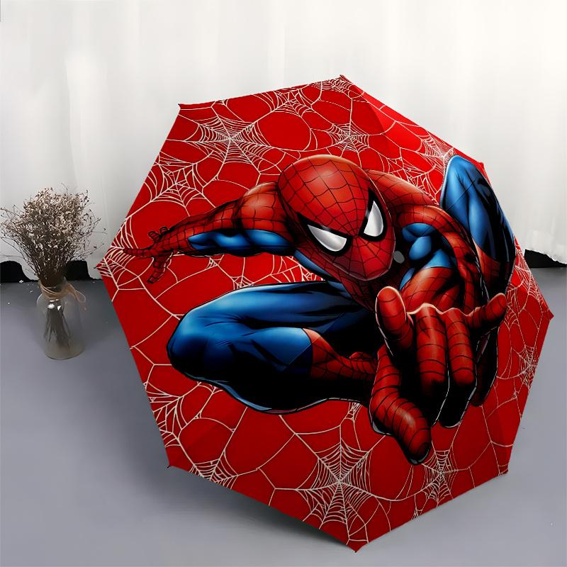 1 Auto Open Spider Man, Web Themed Colorful 8 rib Portable Umbrella for Men and Women, A Compact Commuting Companion Suitable for Daily Drin