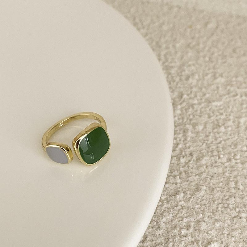 Colorful Geometric Glaze Drip Adjustable Ring – Elegant and Trendy Women's Fashion Accessory