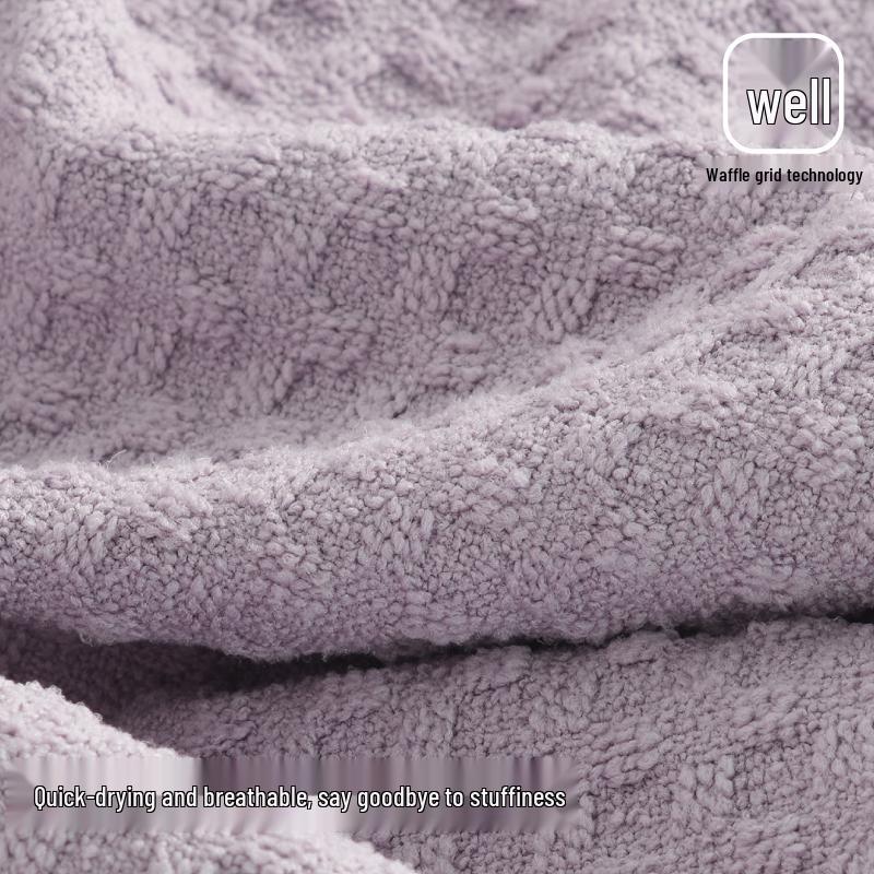 Women's Quick-Dry Waffle Hair Wrap - Absorbent, Wide-Tail Bath Cap for Adults