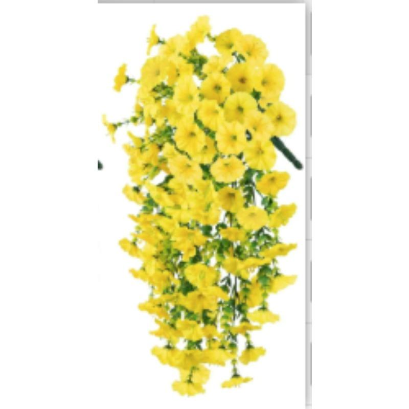Artificial Hanging Flowers Plants Faux Silk Purple Morning Glory Long Vines UV Resistant Realistic for Garden Balcony Decor