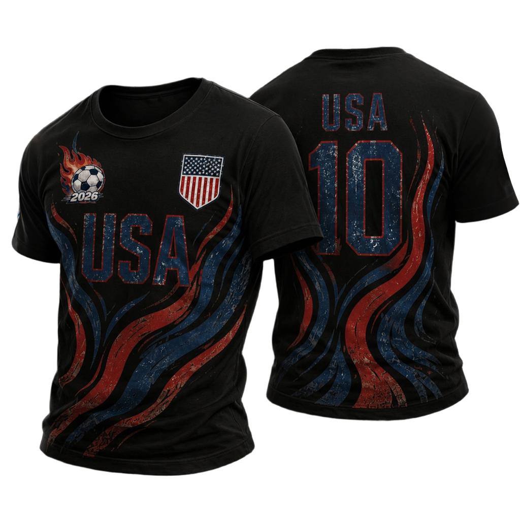 USA Soccer Printed Short Sleeve T-Shirt for Casual Everyday Wear