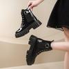 Fashion Block Heel Platform Single Boots Women's Autumn New Versatile Round Toe Front Lace-up British Style Small Booties