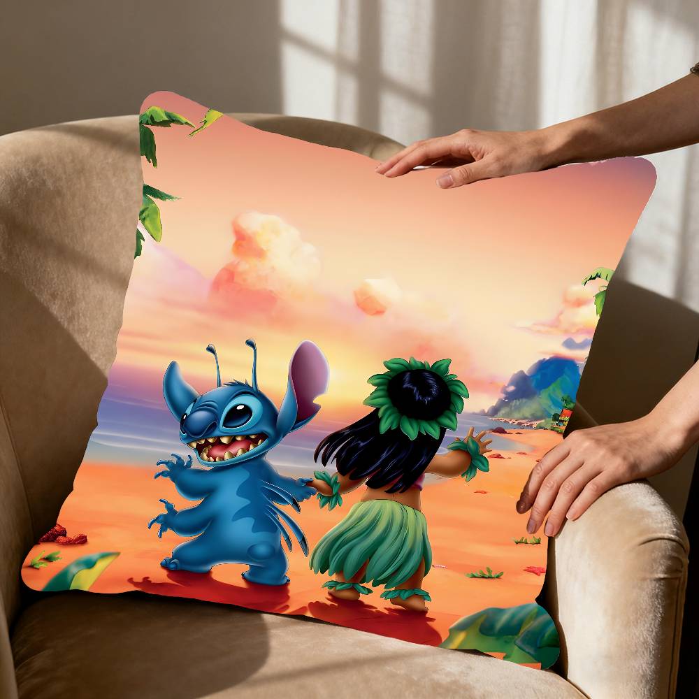 L-Lilo CartoonS-Stitchs Pillow Case Cushion Cover Soft Cute Throw Pillow Case For Car Sofa Pillowcase Polyester With Zipper