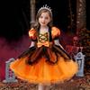 Children's Black and Orange Halloween Witch Costume Dress for Party and Performance
