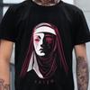 #26 Gotische Nonne mit blutenden Augen T-Shirt Holzstich-Stil Sweatshirt Mittelalterlich Okkult Ho