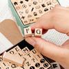 Assorted Stamp 42 Wooden Seals with Numbers Letters Geometric Figures and Small Expressions Happy Party Series Handbook 8 Styles
