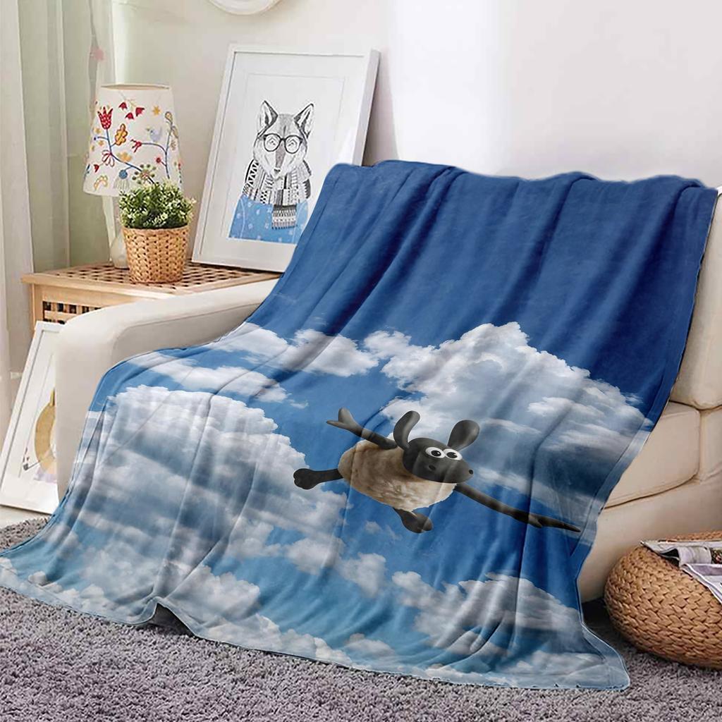Cartoon Cheerful Little Sheep Flannel Blanket, Nap Blanket Warm Cozy Soft Throw Blanket For Couch Bed Sofa