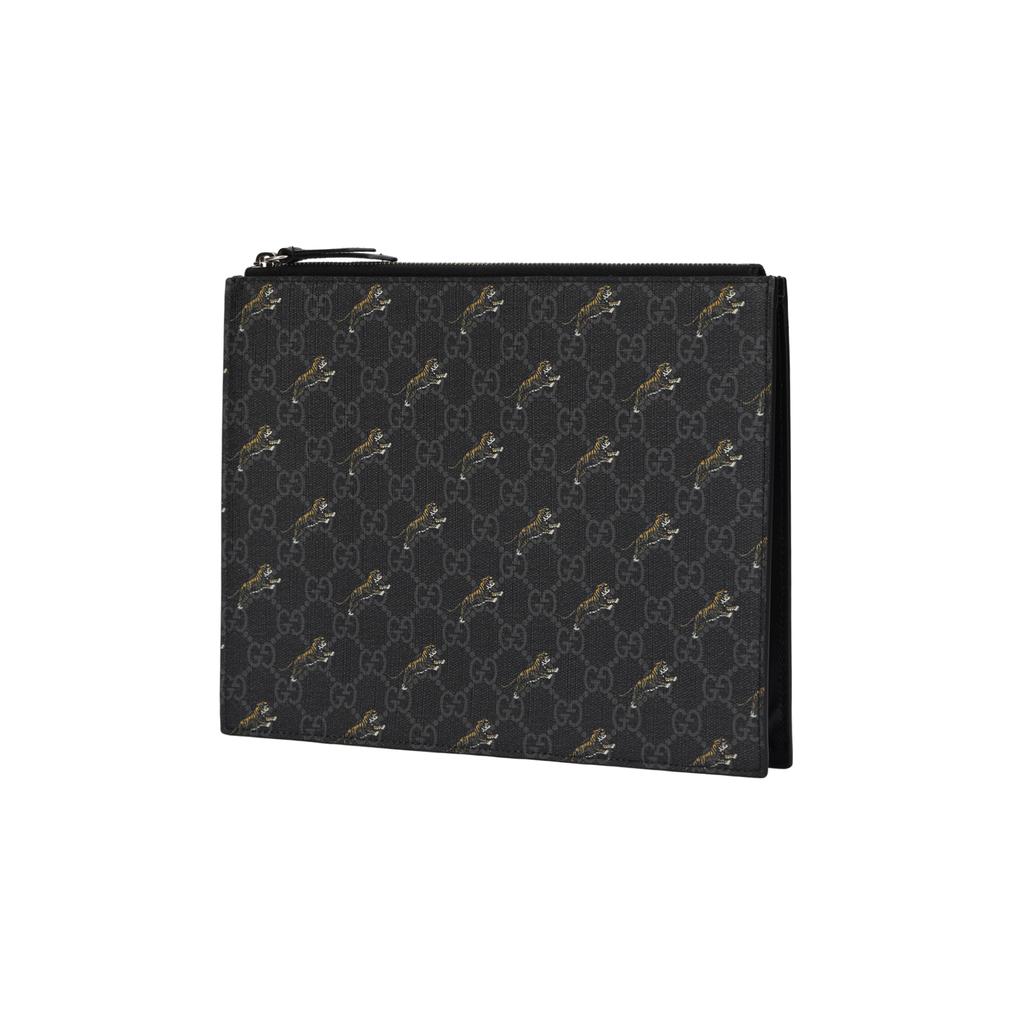 Gucci Supreme Canvas With Leather Trim Clutch Mens Black Gray