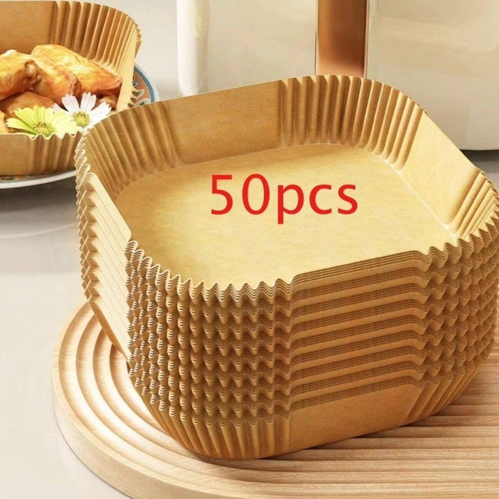 50/100 Pcs Heat Resistant Baking Paper Bowl Non-Stick Oil-Absorbing Paper Air Fryer Paper Oven