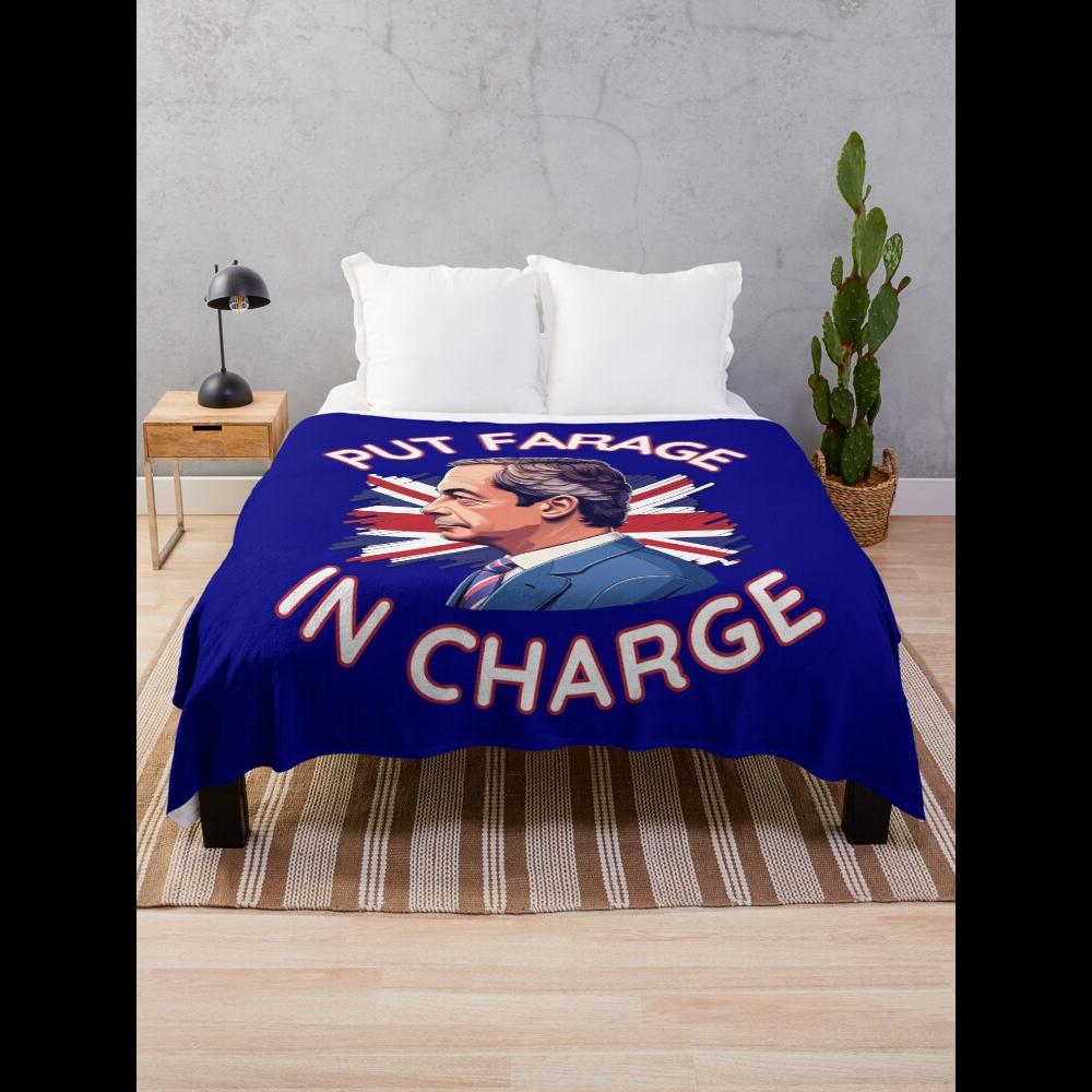 Monika Chen Unisex White Put Farage In Charge Reform Uk Leader Nigel Farage Throw Blanket