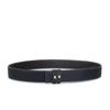 3.4" Wide Double-Sided Lychee Grain Cowhide Belt with White Lines and Perforations, All-Match Style, Top Layer Cowhide