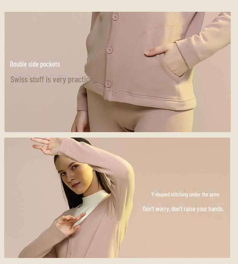 Women's Camel Hair Velvet-Lined Cardigan & Trousers Set for Middle-Aged & Elderly - Warm, Long-Sleeve, Autumn/Winter