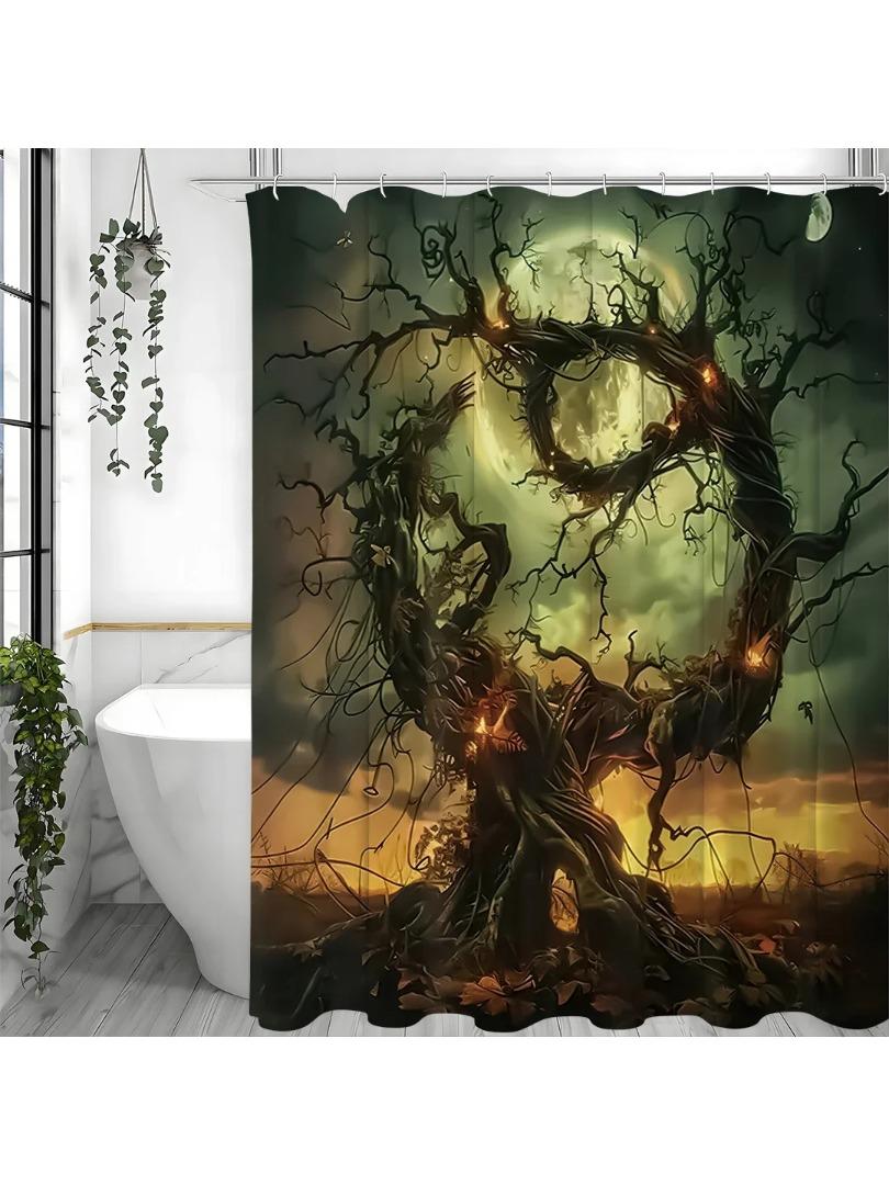 

Шторка для душа «Волшебный Лес, Старая Лоза, Старое Дерево», Декоративная Шторка для Ванной, Водонепроницаемая Шторка для Душа с Крючками W90xH180cm