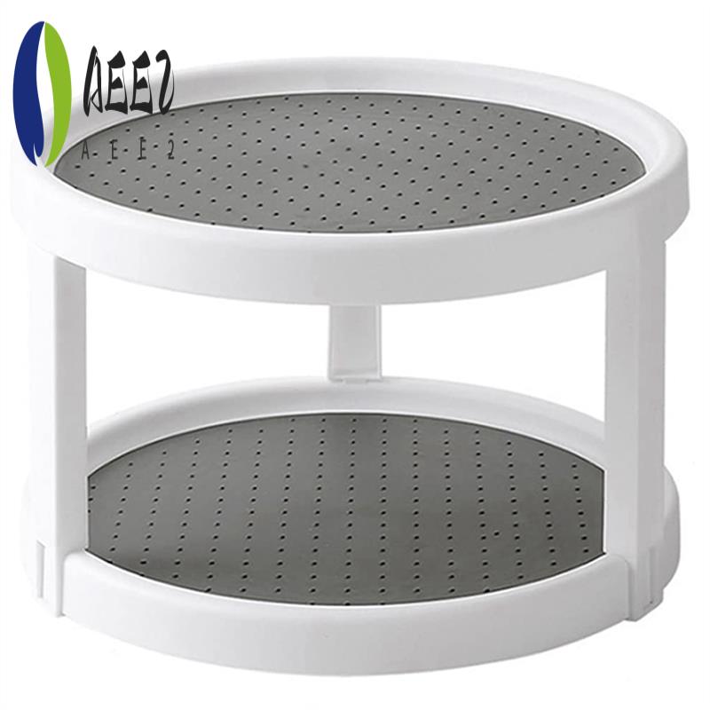 

AEE2-2 Tier Non Skid Condiment Rotating Storage Rack,360° Rotating Seasoning Organizer, For Pantry Cabinet, Kitchen Easy To Use
