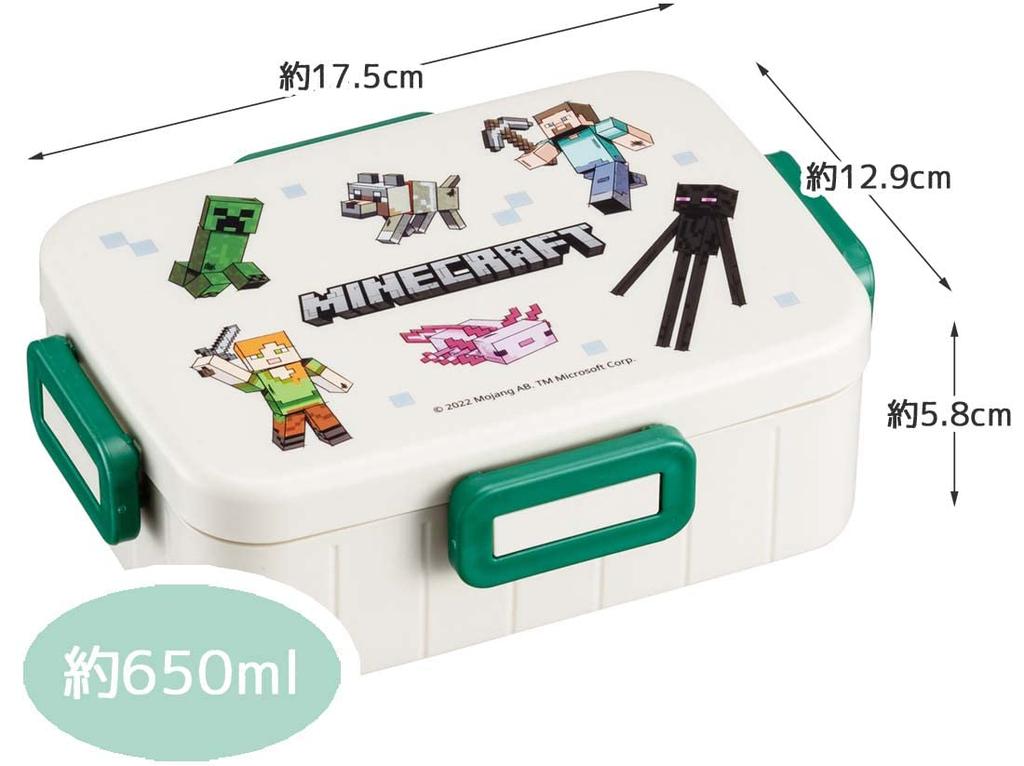 Skater Bento Box for Dishwasher Made In Minecraft Minecraft Women, 4-Point Lock, Antibacterial, 650ml, Safe, Leak-Resistant, Japan, Explorer, Moa,