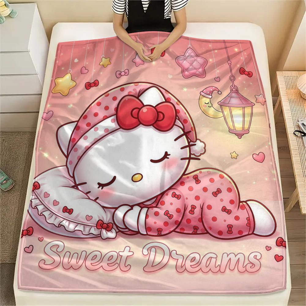 

1 шт. Фланелевое одеяло с принтом мультфильмов Sanrio, Высокое качество, Для всех сезонов, Декор для дома, Тепло и уют, Идеально для рождественских подарков 80cm x 120cm