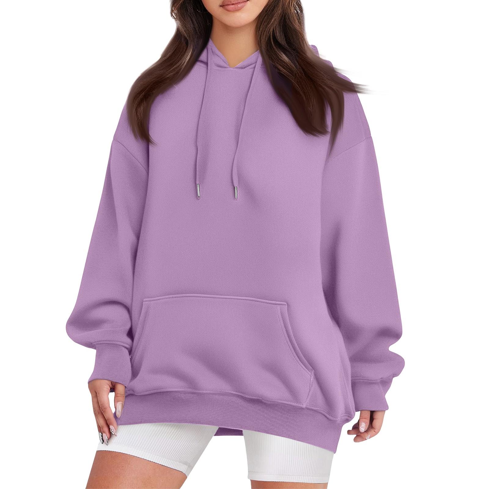 

Женская модная и удобная толстовка с длинными рукавами однотонной расцветки M