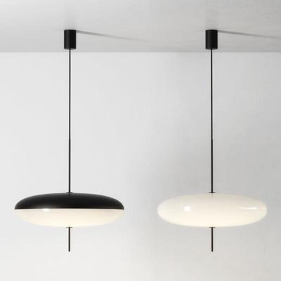 Moderne Flyvende Tallerken Pendel Lampe 50cm Sort Hvid Hængende Lampe Til Restaurant Kontor Stue Soveværelse Bar Dekoration Armatur