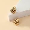 Gold Kupfer Farbe Knoten Creolen für Damen Mode Glänzende Plattierung Trendige Twist Stecker Ohrringe Stecker Niedlich Alltag Zirkon