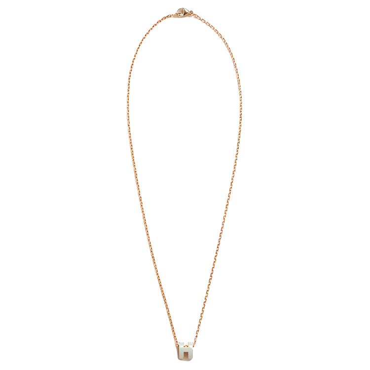 

Hermes Mini Pop H Logo Design Metal Gold Plated Rose Gold Necklace Women necklace Blue H147992FOC3 Box+Shopping Bag