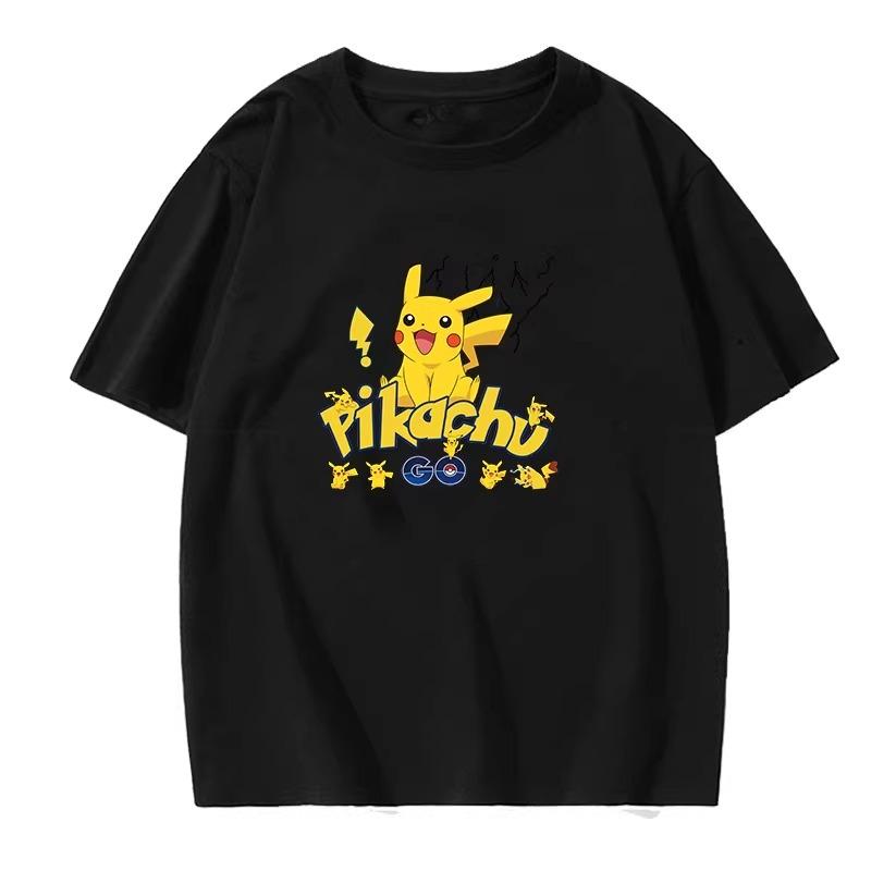 Potdemiel Summer New Pikachu Print Childrens Cotton TShirt Boys and Girls Comfortable and Breathable Childrens TShirt