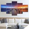 Canvas Wall Art Prints Poster Home Decor 5 Pieces Beautiful Sunset Bridge Natural Scenery Paintings Lake Pictures Modular Frame