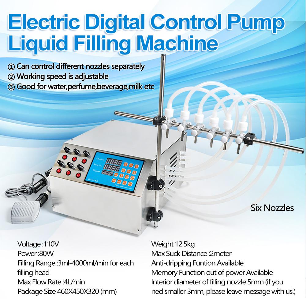 ZONESUN ZS-YTDP6 6 Nozzles Diaphragm Pump Liquid Filling Machine For Perfume Water Juice