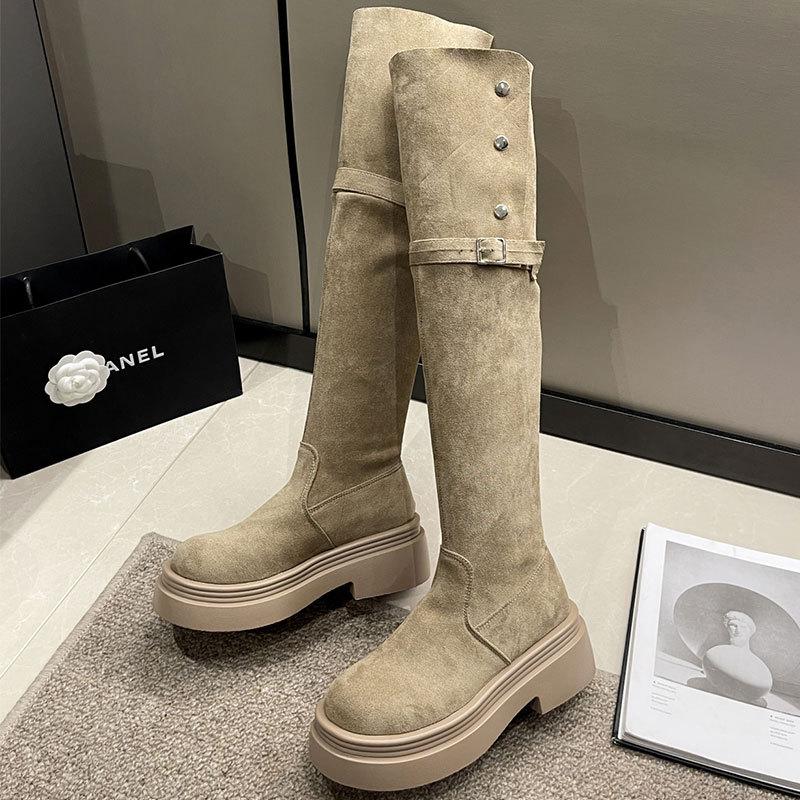 Temperament shows legs long boots women's 2025 autumn and winter new high boots casual versatile soft surface foldable medium boots