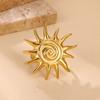 Retro Big Sun Flower Gold Color Ring For Women Stainless Steel Exaggerated Punk Anillos Open Adjustable Rings Waterproof Jewelry