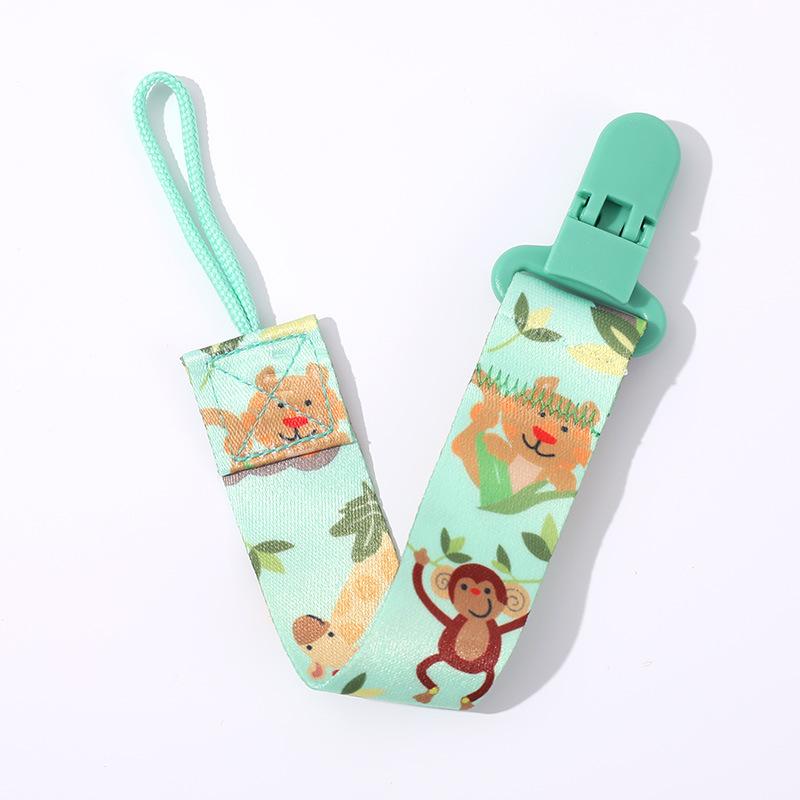 Baby Pacifier Clip Cartoon Print Anti-Lost Chain Dummy Clip Nipple Holder Soft Nipple Soother Clip Baby Teether Toy