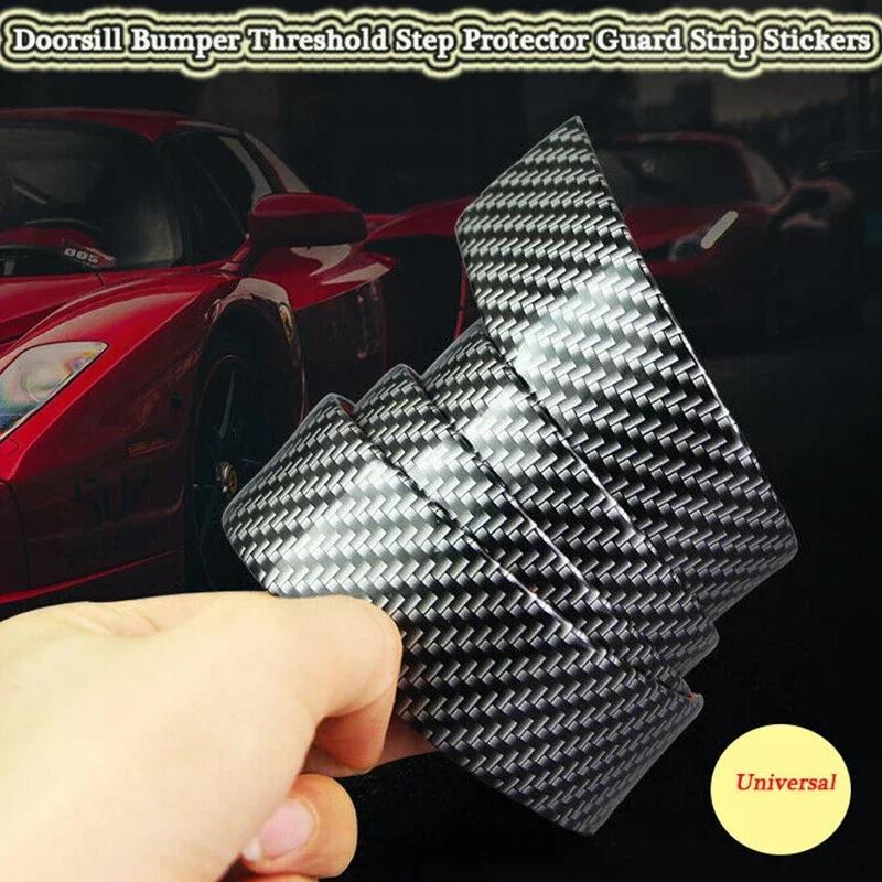 Carbon Fiber Car Stickers Doorsill Bumper Threshold Step Protector Guard Strip Sticker Anti Scratch Strips Film Universal