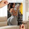 Fitness-Mädchen Metallschild Selfie Wandkunst 2D Stahl Dekoration Innen Außen 20x30cm