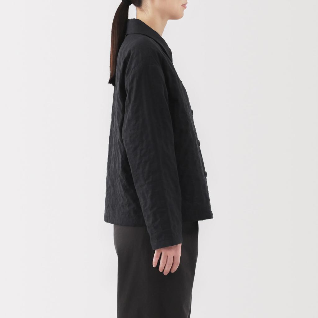 MUJI Women's Kapok Blend Double Gauze Quilted Jacket, Black, Size XL, BD103A5S