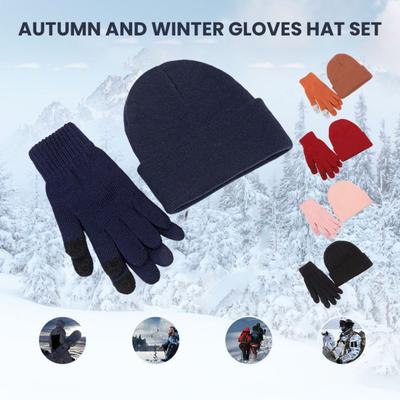Warm Knitted Gloves And Hat Set for Men And Women