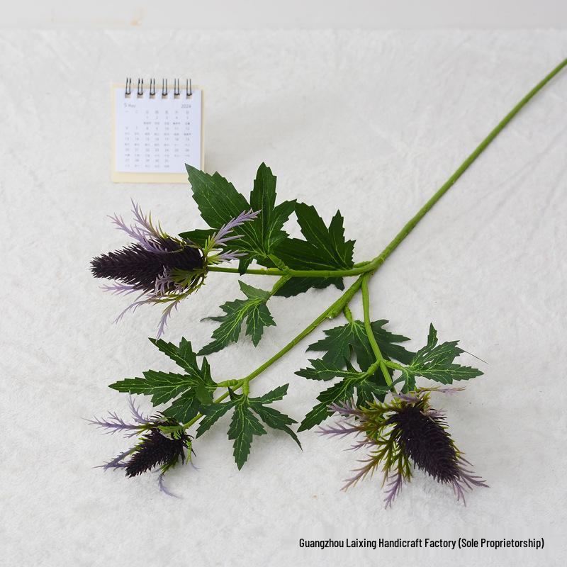 Eryngium 3-Head Artificial Flower for Wedding Decor and Home Arrangements