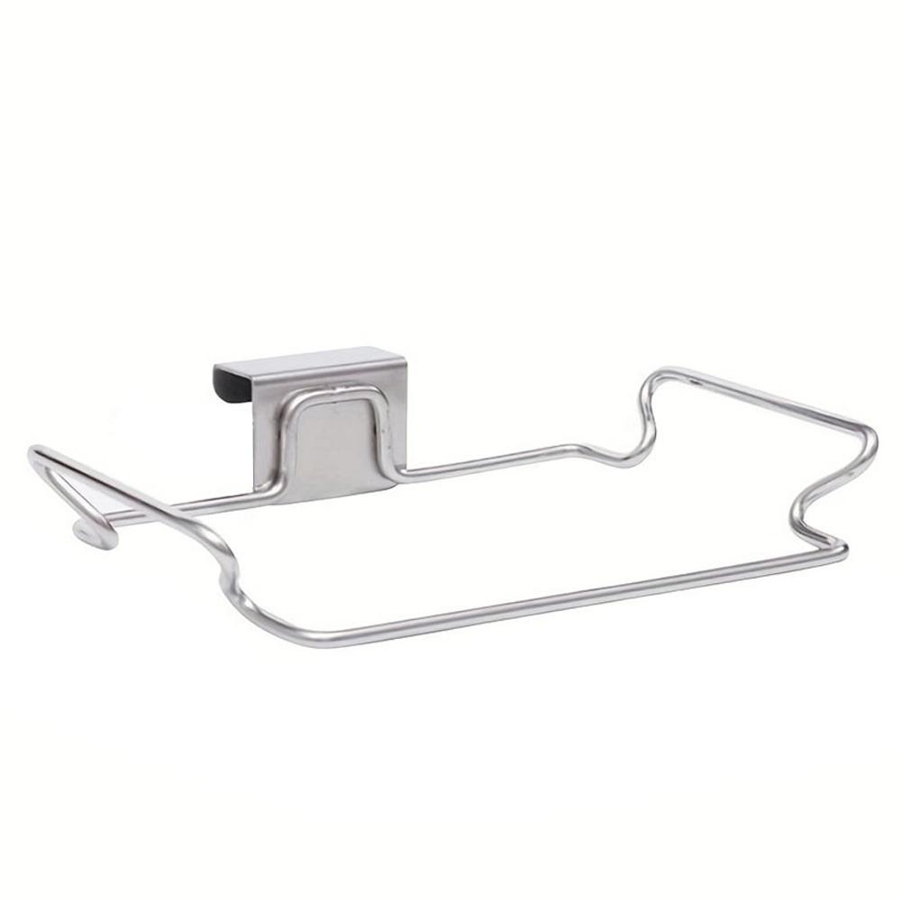 

Подвесной держатель для мусорных мешков из нержавеющей стали, монтируемый на дверь кухонный мусорный и тканевый стеллаж для хранения в шкафу или кладовке серебряный