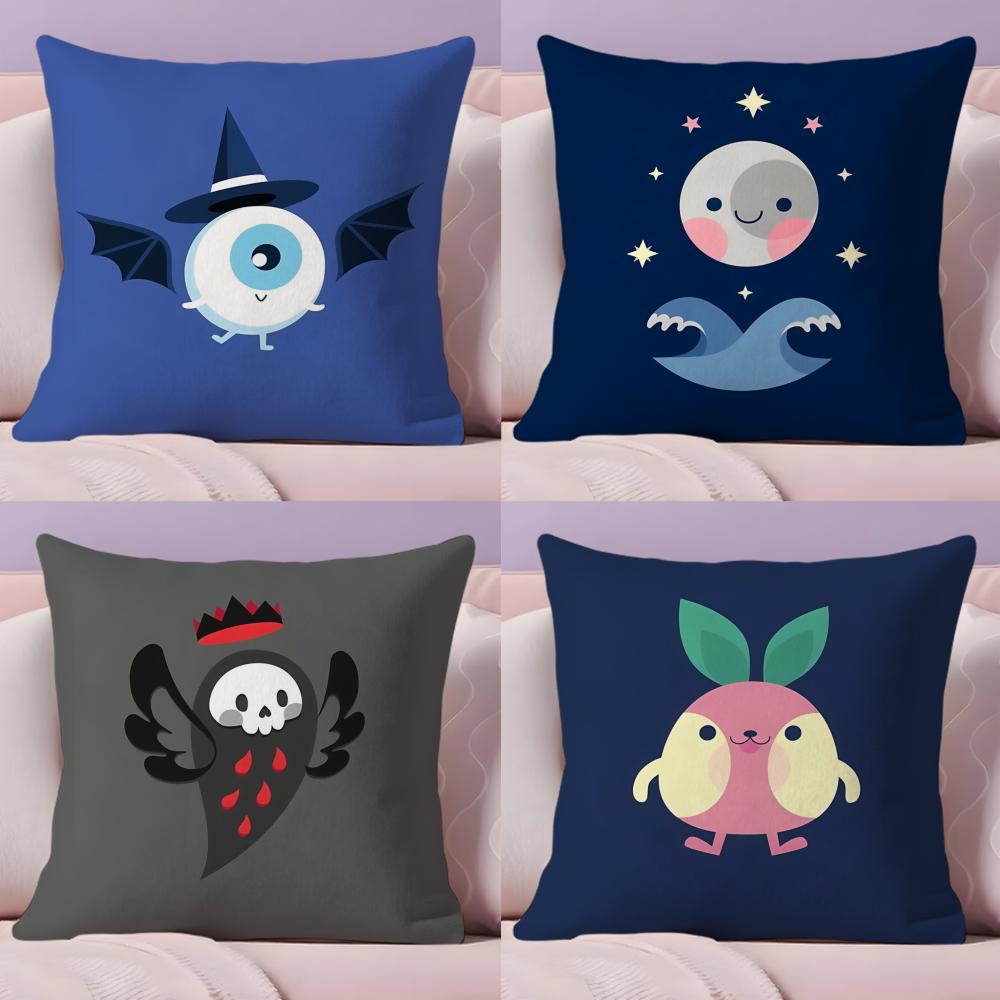 Cute Animal Cushion Cover Plush Fabric Soft Double-Sided Printed Invisible Zipper Sofa Pillow Case Home Decor