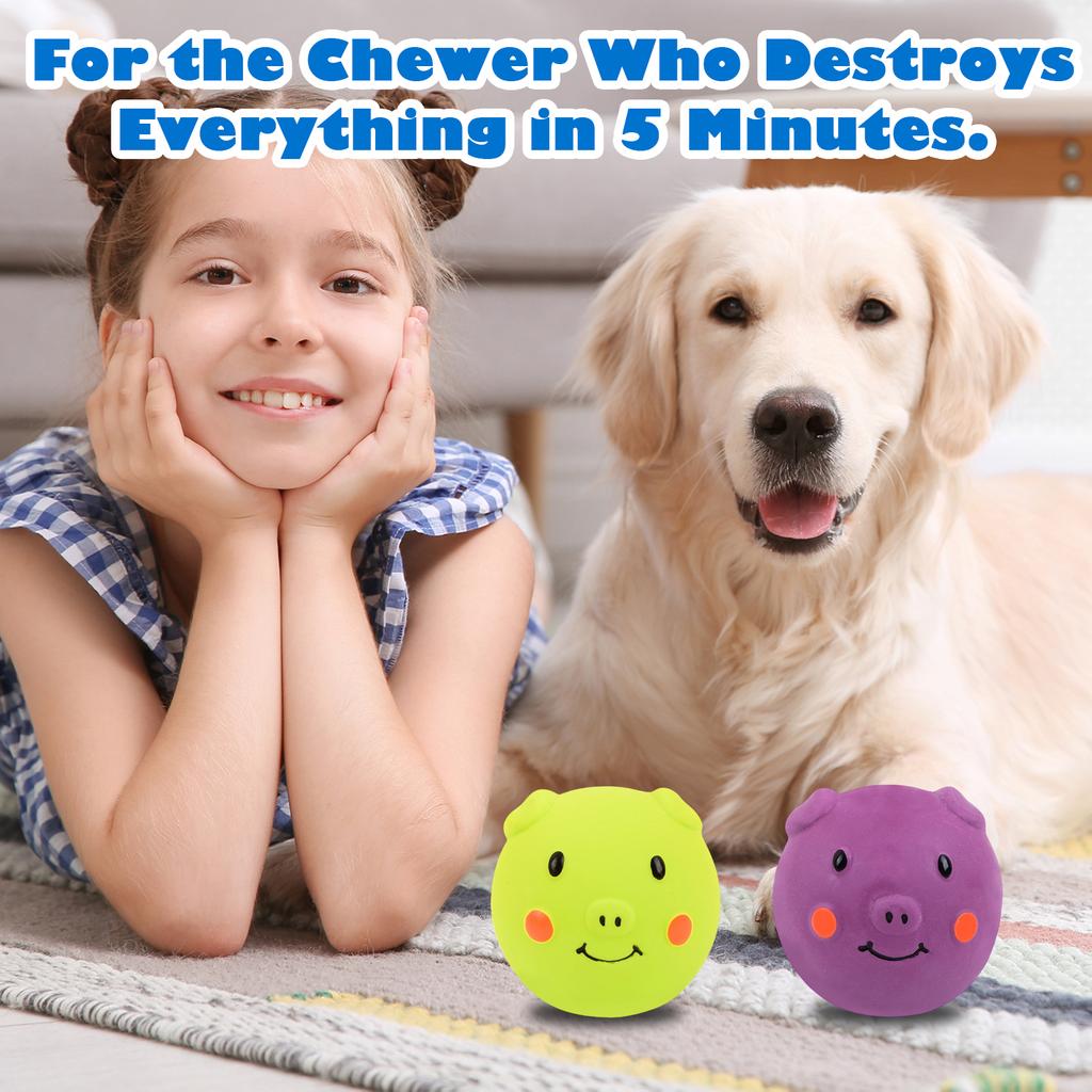 Durable Shaped Pet Toy Ball for Dogs and Cats Soft Squeaky Rubber Animal Design Interactive Play Ball