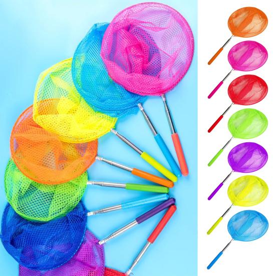 Yousheng Kids Telescopic Fishing Net 5-Section Retractable Stainless Steel Pole Outdoor Butterfly Catcher Net Anti-slip Handle Lightweight Landing