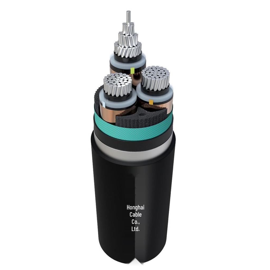 YJLV22 Aluminum Core Armored High Voltage Power Cable 8.7/15KV, 1 or 3 Core, 35-400 sq mm