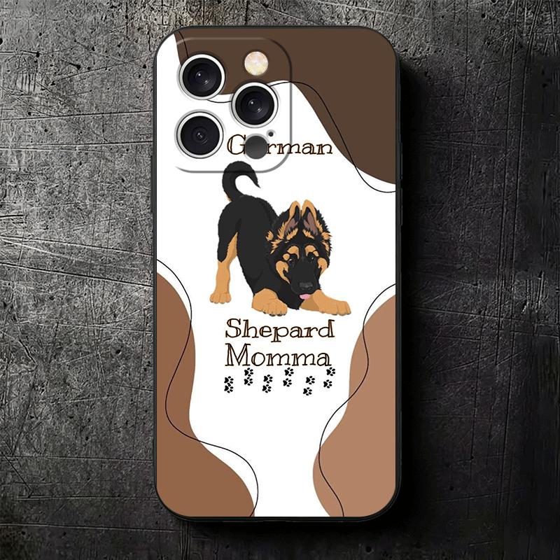 German Shepherd Dog Soft Phone Case for iPhone 16 16E 17 Air 15 Pro Max 14 Plus 13 Mini 11 12 7 Black Cover Back Shell
