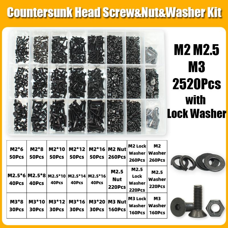 3045P Hex Hexagon Socket Countersunk Head Screw M2- M8 Carbon Steel Flat Head Bolt and Nut Washer Screws 10.9 Grade Alloy Steel