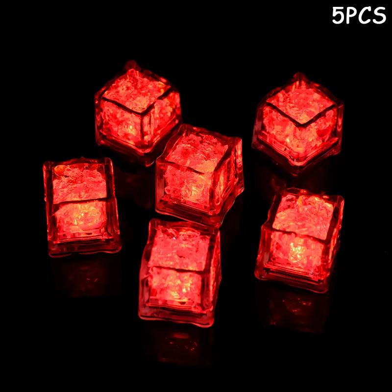 5 Pièces Glaçons LED Étanche Multicolore Clignotants Lumineux dans le Noir Pour Décoration de Mariage Fête Bar