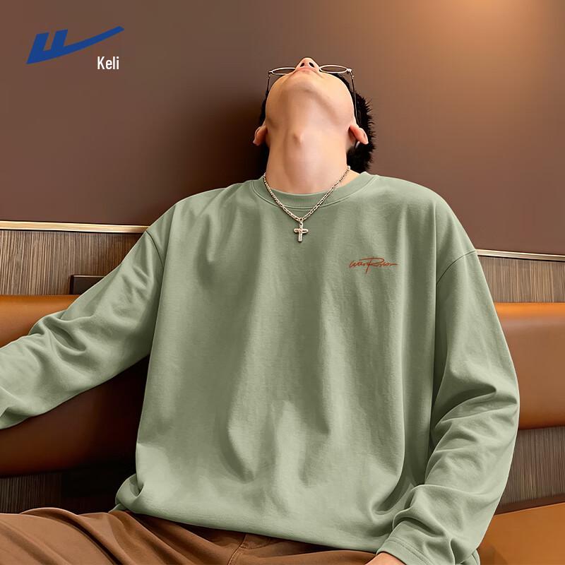 Warrior Men's Long-Sleeve Casual Printed Crew-Neck T-Shirt